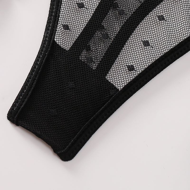 Embroidered Sheer Mesh Bodysuit with Open Back-8